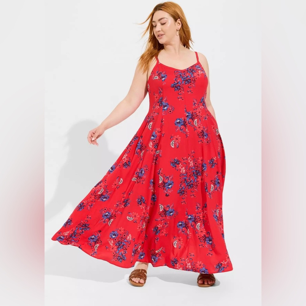 plus size plus size 6X floral Red Maxi Dress